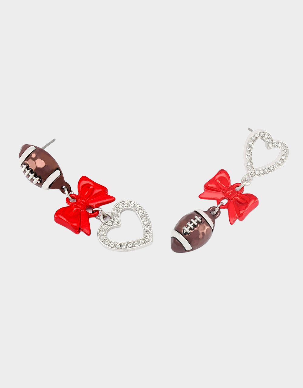 FOOTBALL BOW DROP EARRINGS RED - Image 2