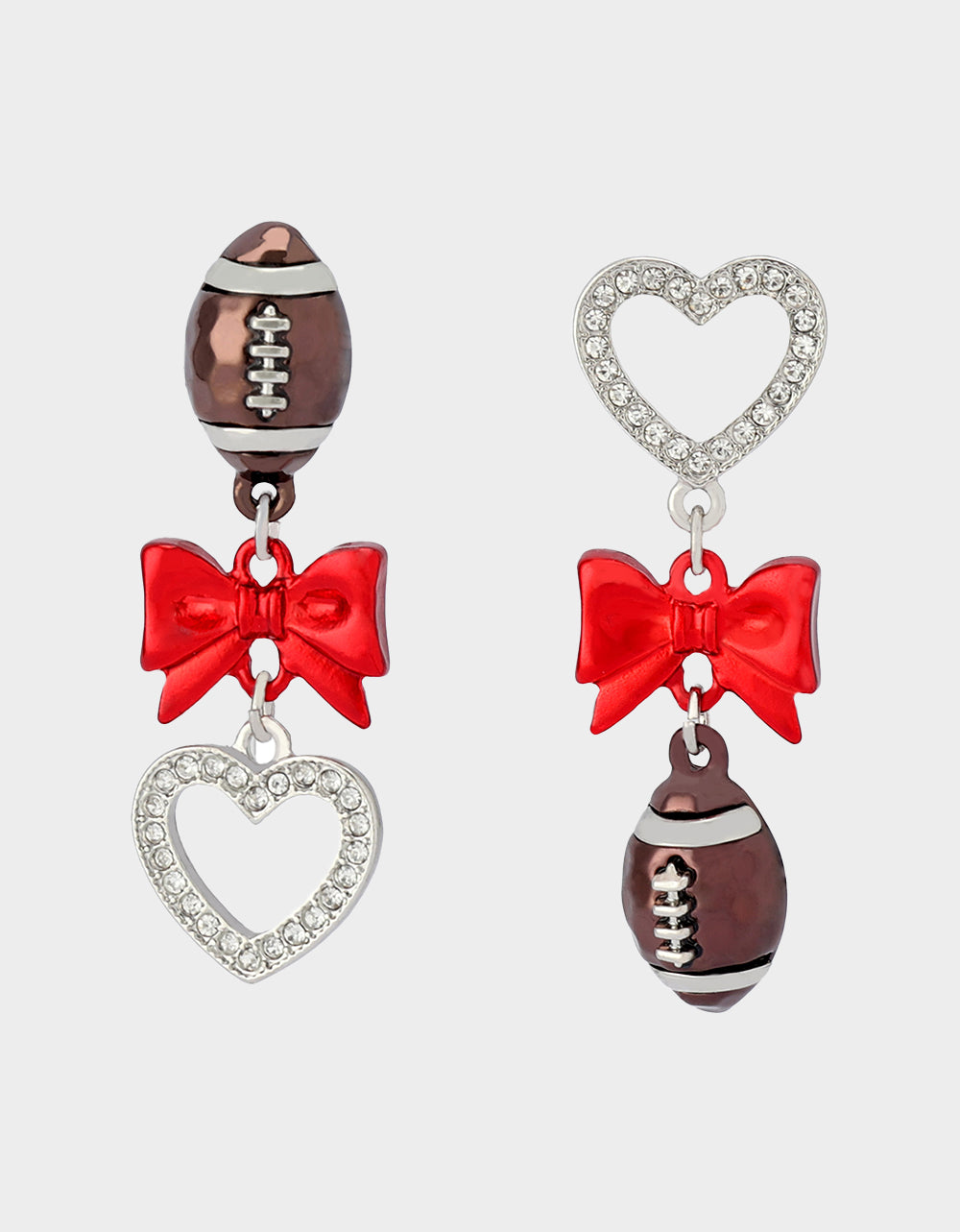 FOOTBALL BOW DROP EARRINGS RED