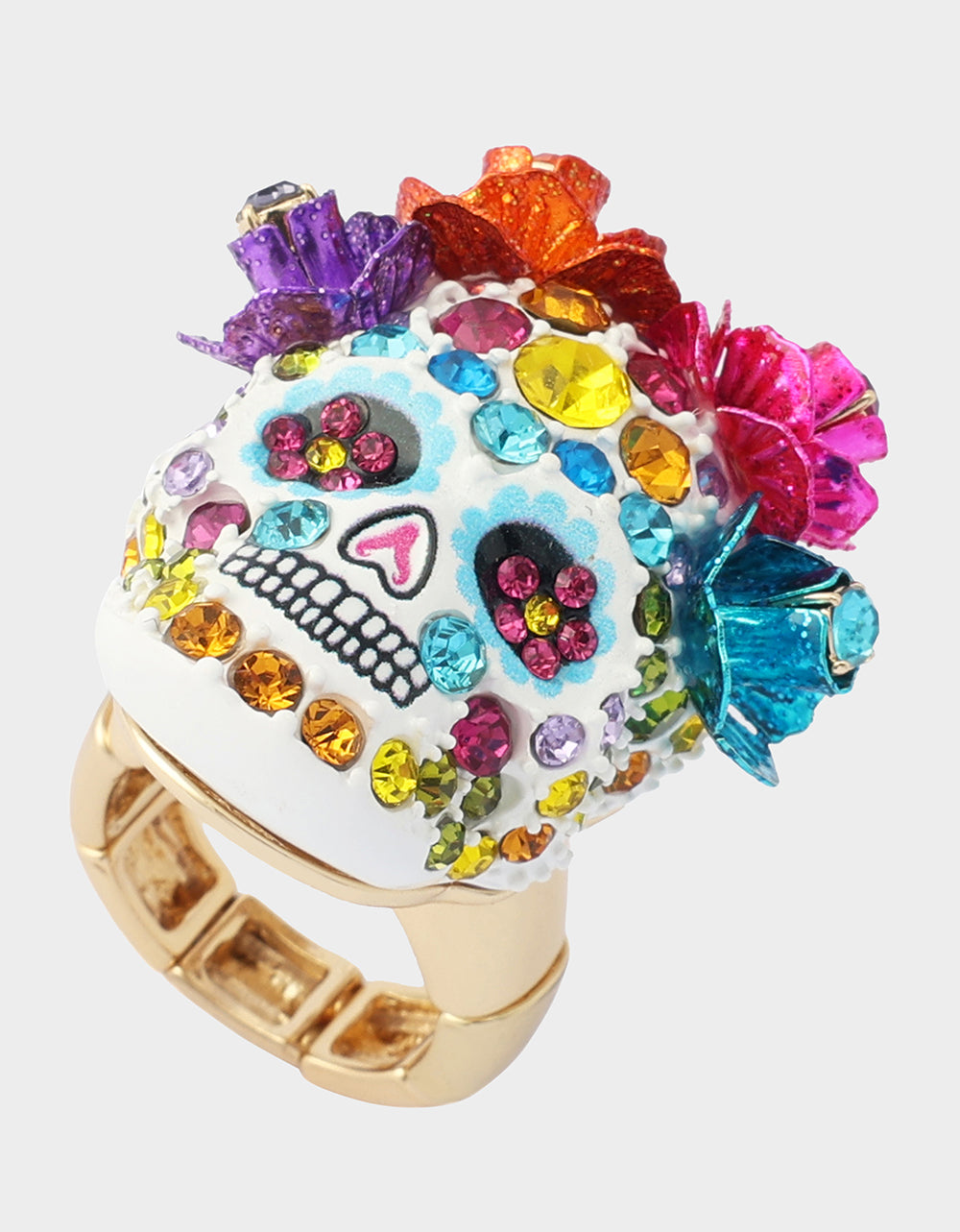 PAVE SKULL STRETCH RING MULTI