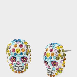 PAVE SKULL STUD EARRINGS MULTI