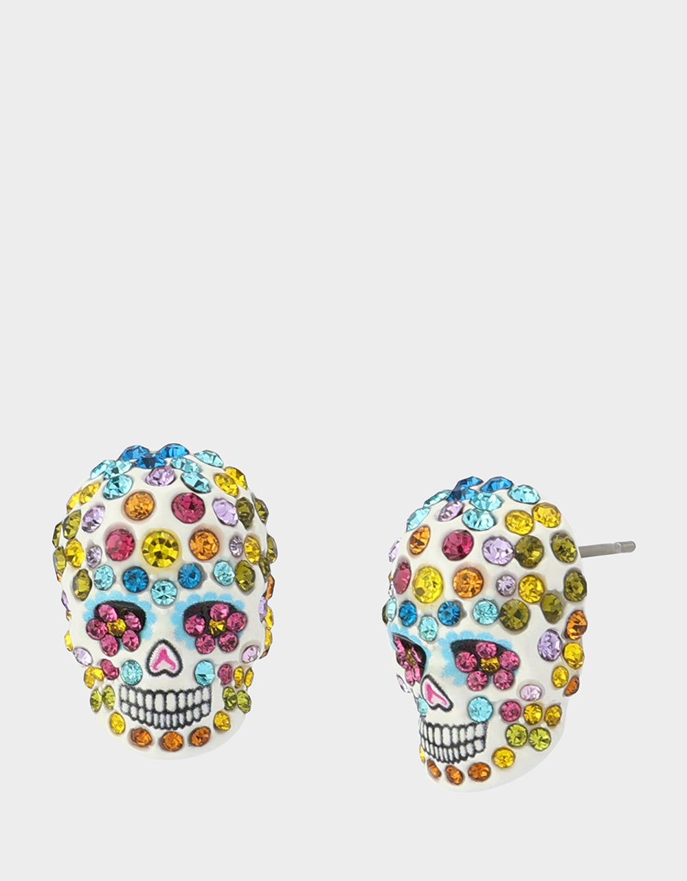 PAVE SKULL STUD EARRINGS MULTI