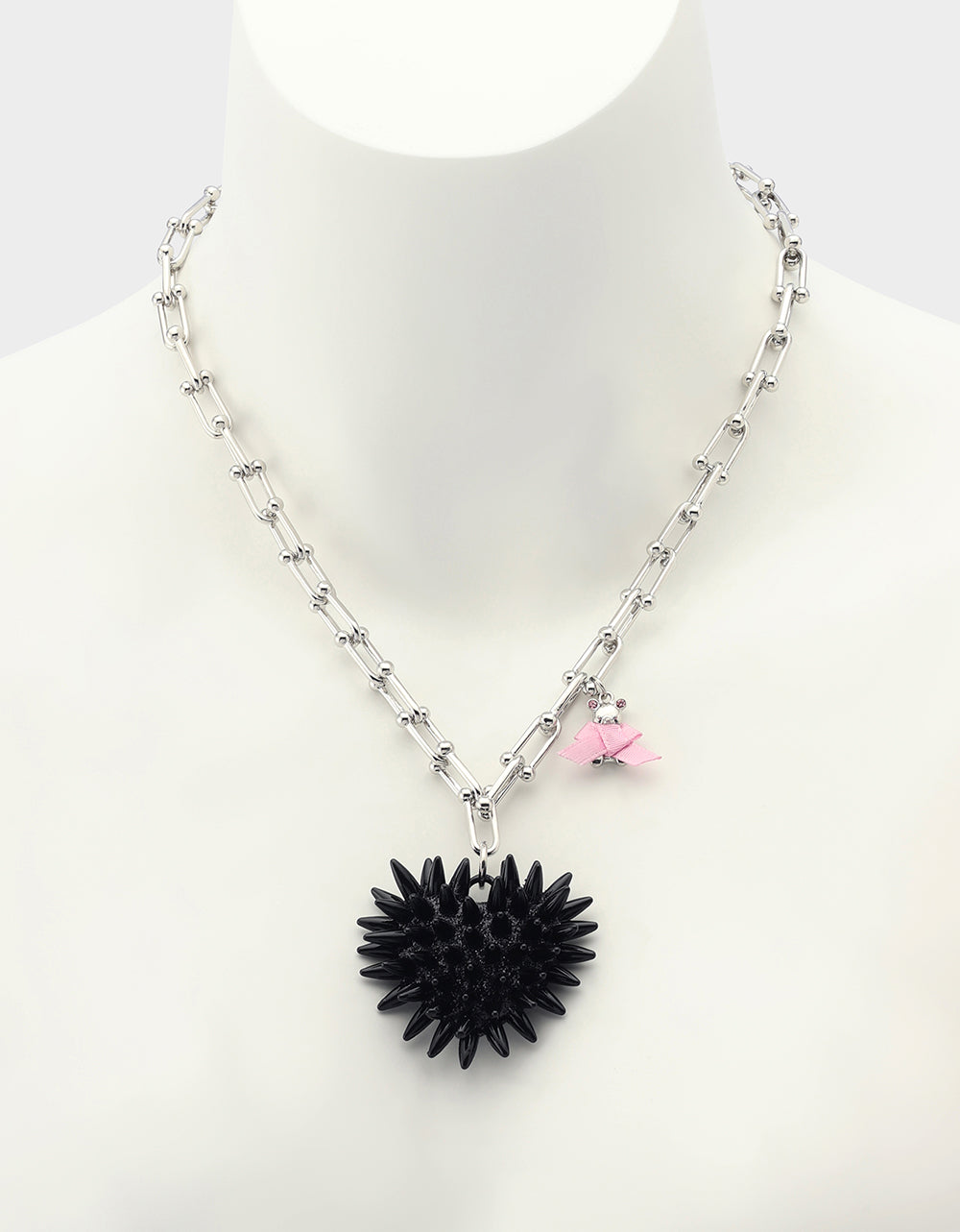 SPIKY HEART PENDANT NECKLACE BLACK - Image 4