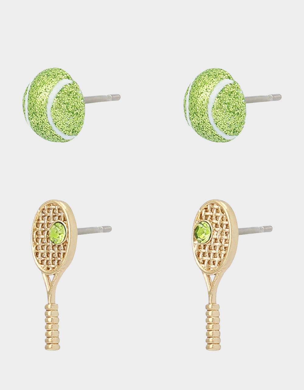 TENNIS RACQUET BALL EARRING STUDS SET - Image 2