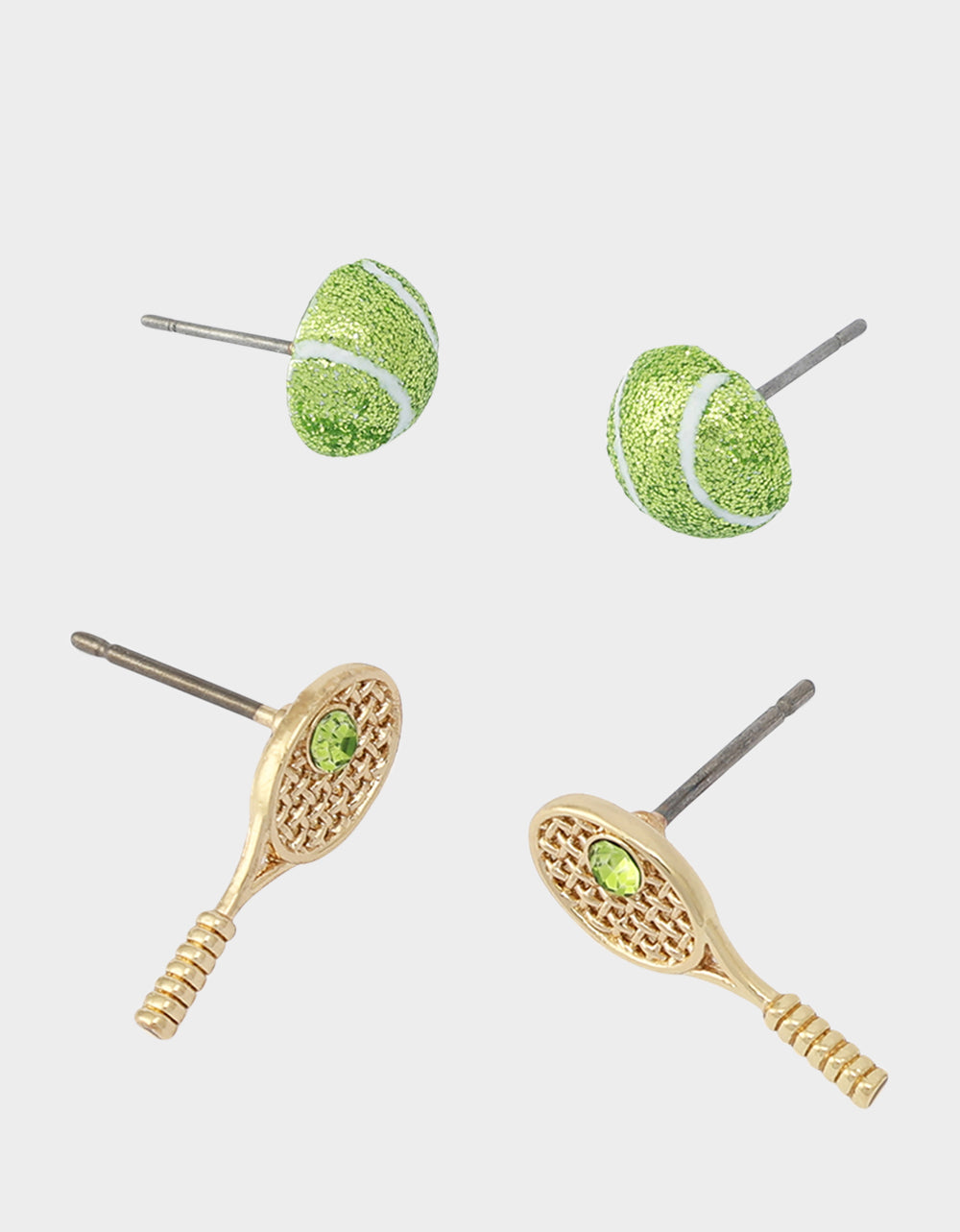 TENNIS RACQUET BALL EARRING STUDS SET - Image 3