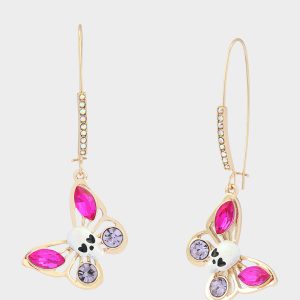 SPOOKY BUTTERFLY SHEPHERD HOOK EARRINGS PINK