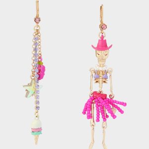 MISMATCH COACHELLA SKELETON EARRINGS PINK