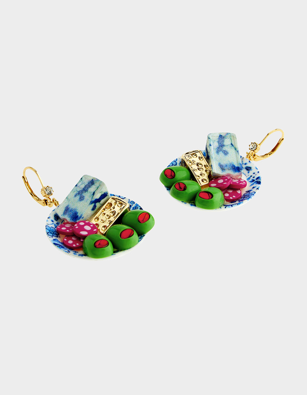 CHEESE PLATE EARRINGS BLUE - Image 2