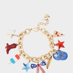 AMERICANA CHARM FLEX BRACELET RED