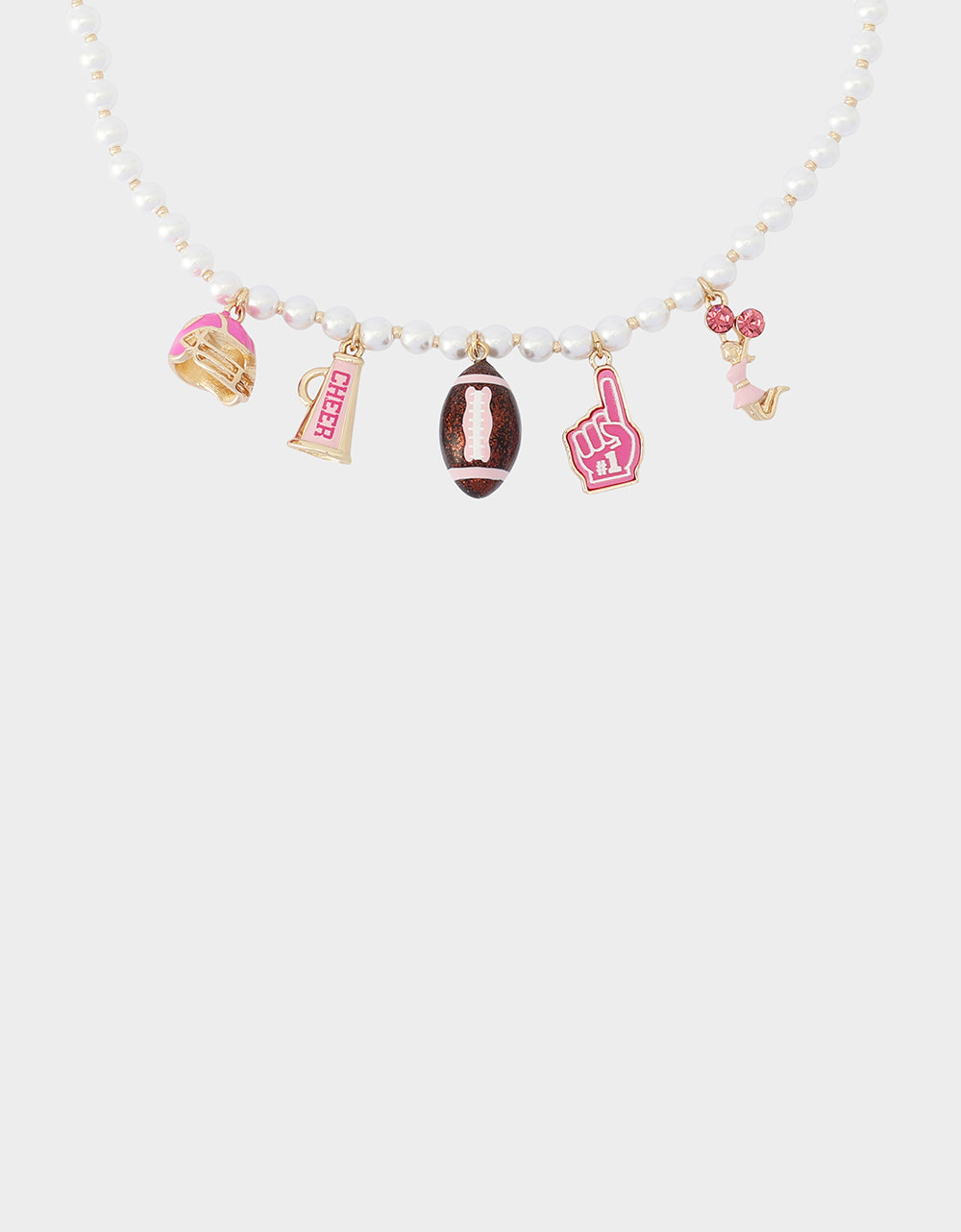FOOTBALL CHARM FRONTAL NECKLACE PINK - Image 3