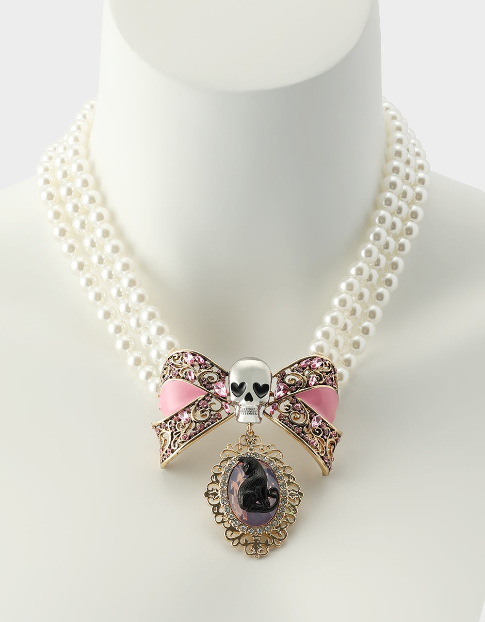 BLACK CAT TORSADE NECKLACE PEARL - Image 3