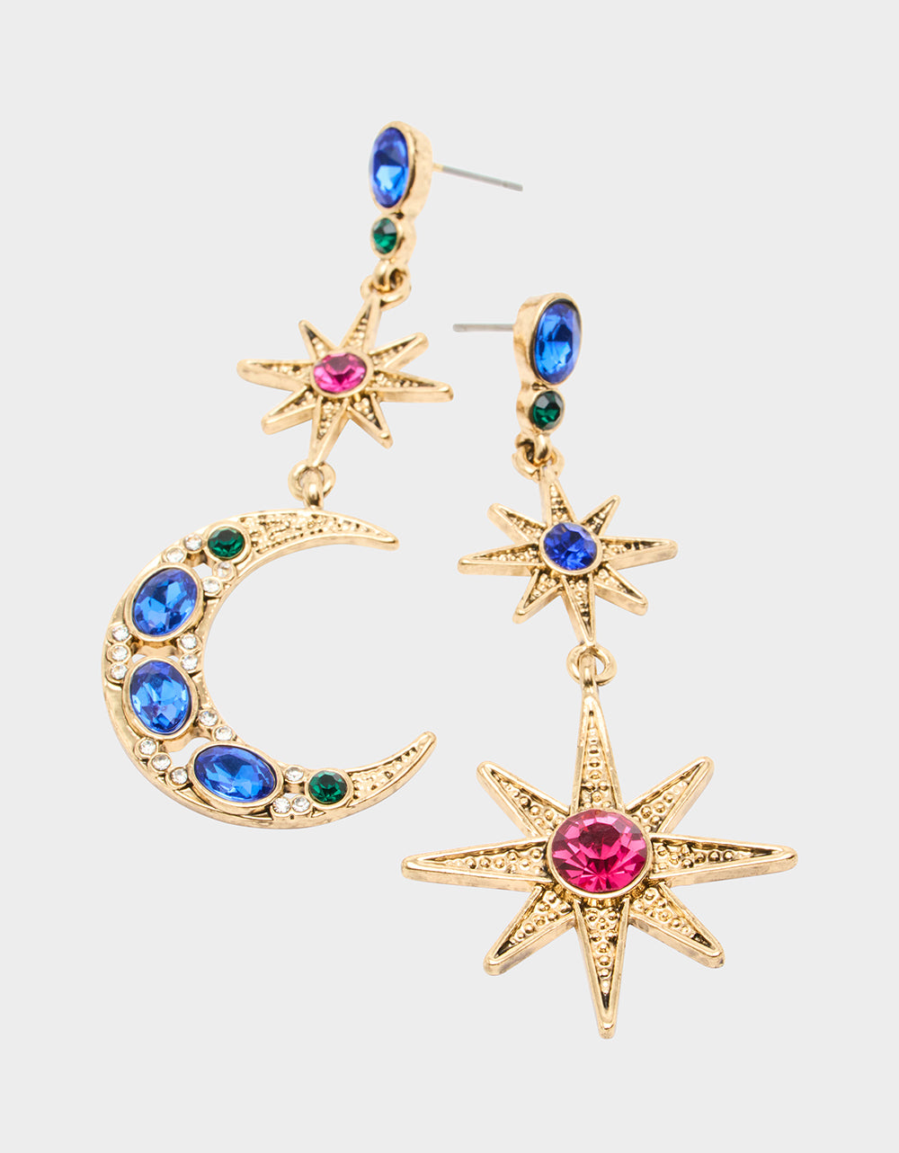 BETSEYS CELESTIAL STAR AND MOON MISMATCH EARRINGS MULTI - Image 2