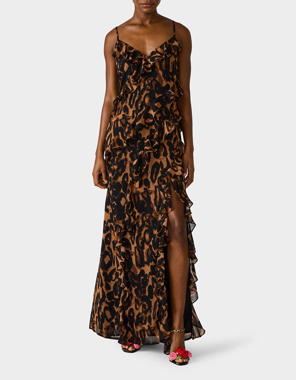 WILD RUFFLE MAXI DRESS LEOPARD