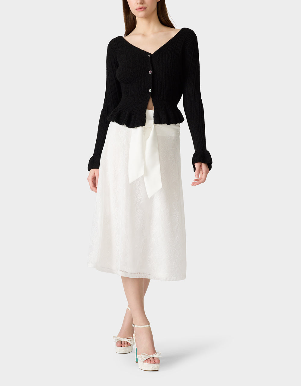 TIE ME LACE MIDI SKIRT WHITE - Image 3
