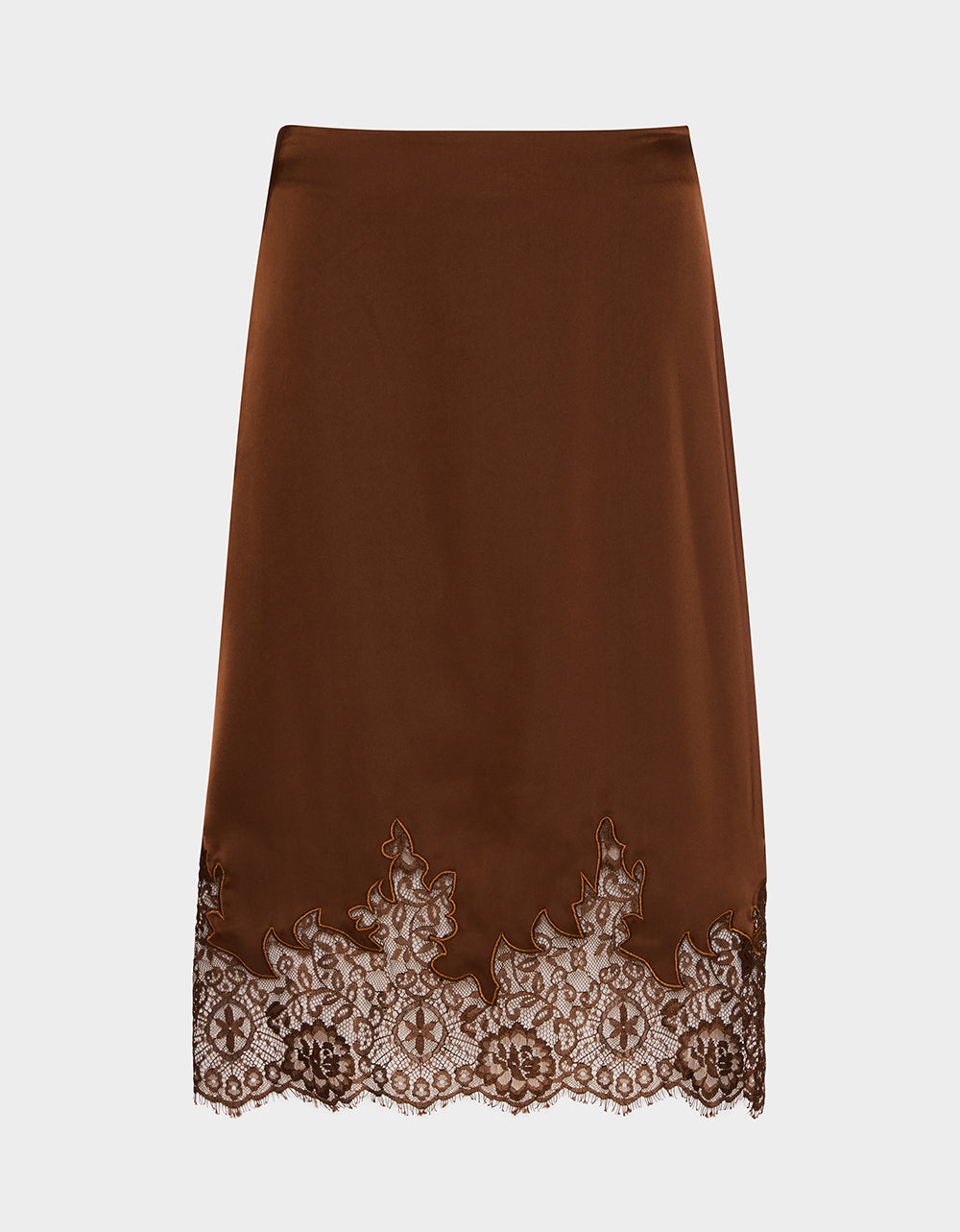 LACE SLIP SKIRT BROWN - Image 2