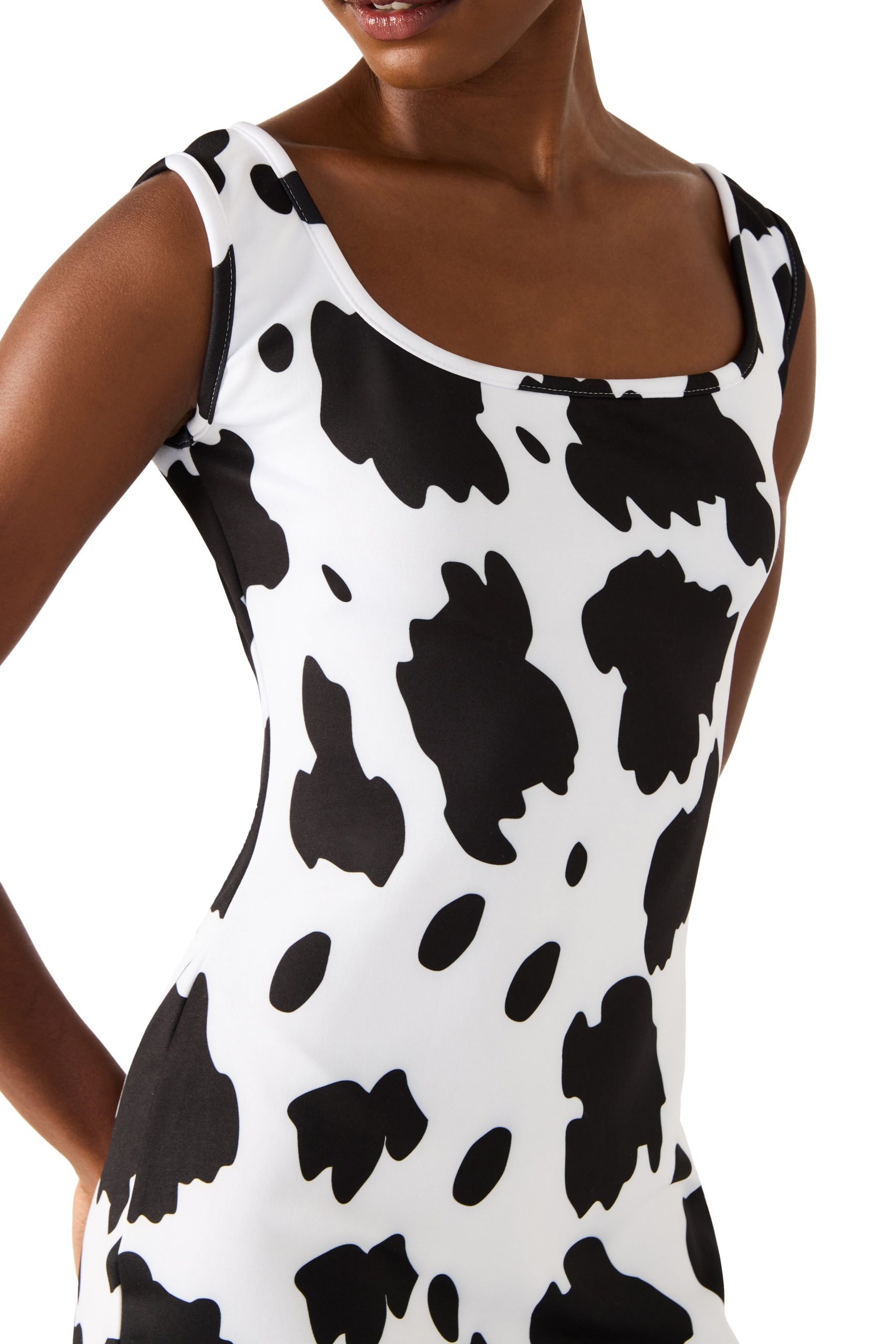 BETSEY COW PRINT DRESS BLACK/WHITE - Image 7