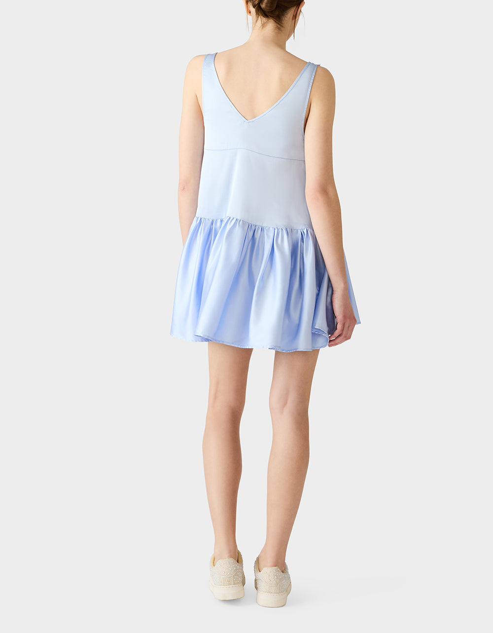 SWEET SATIN SWING DRESS LIGHT BLUE - Image 3