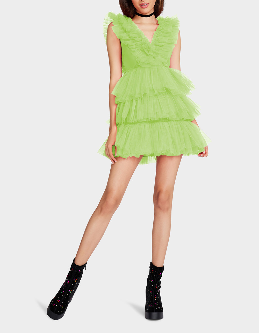 BETSEYS TIERED TULLE DRESS GREEN - Image 5