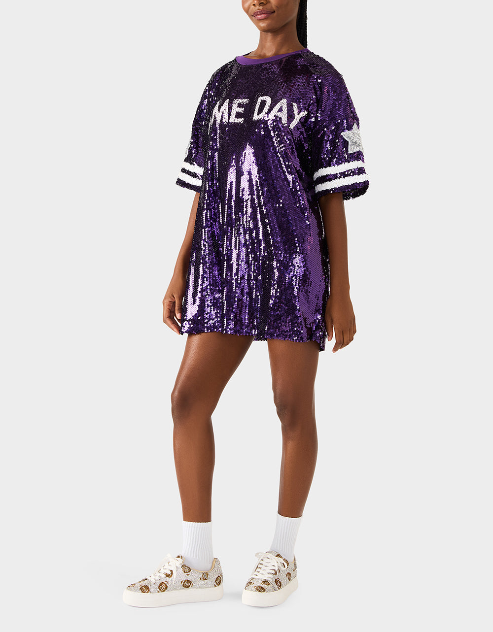 GAME DAY JERSEY SEQUIN DRESS PURPLE - Image 3