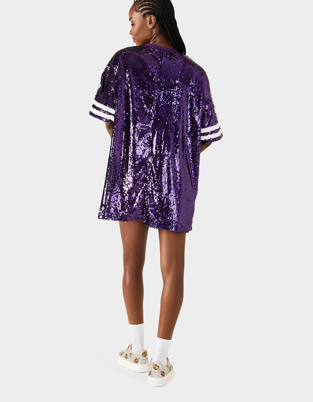 GAME DAY JERSEY SEQUIN DRESS PURPLE - Image 4
