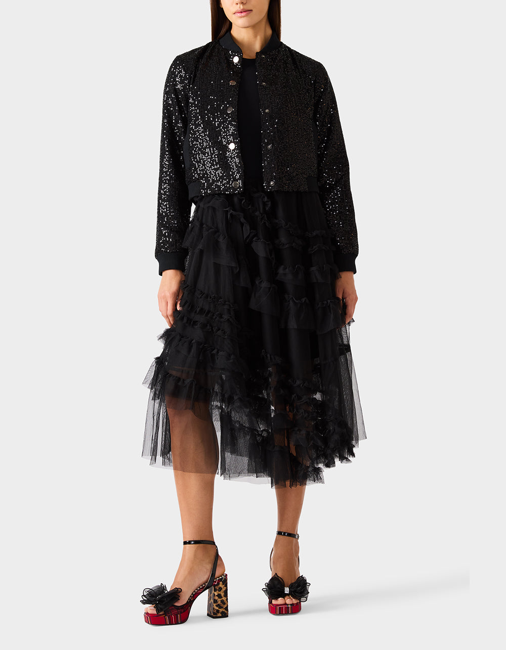 GLITTERATI BOMBER JACKET BLACK SEQUIN - Image 3