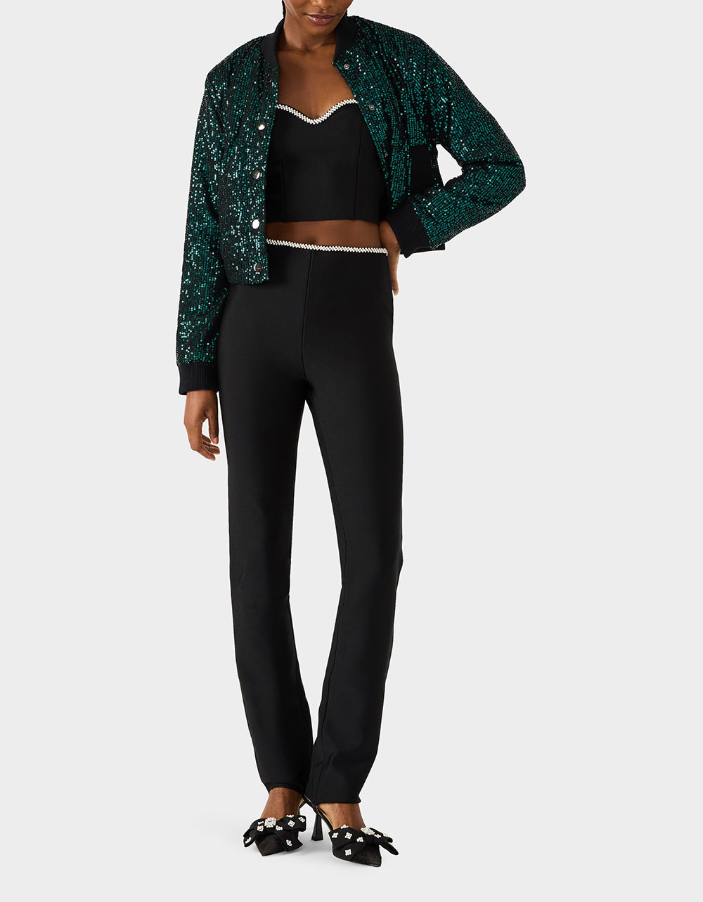 GLITTERATI BOMBER JACKET EMERALD GREEN - Image 3