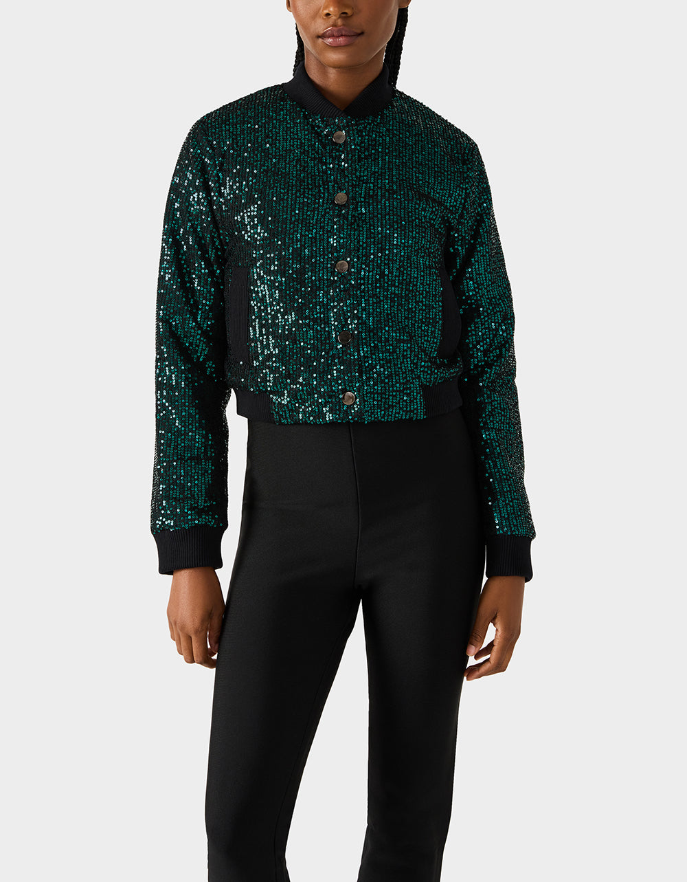 GLITTERATI BOMBER JACKET EMERALD GREEN