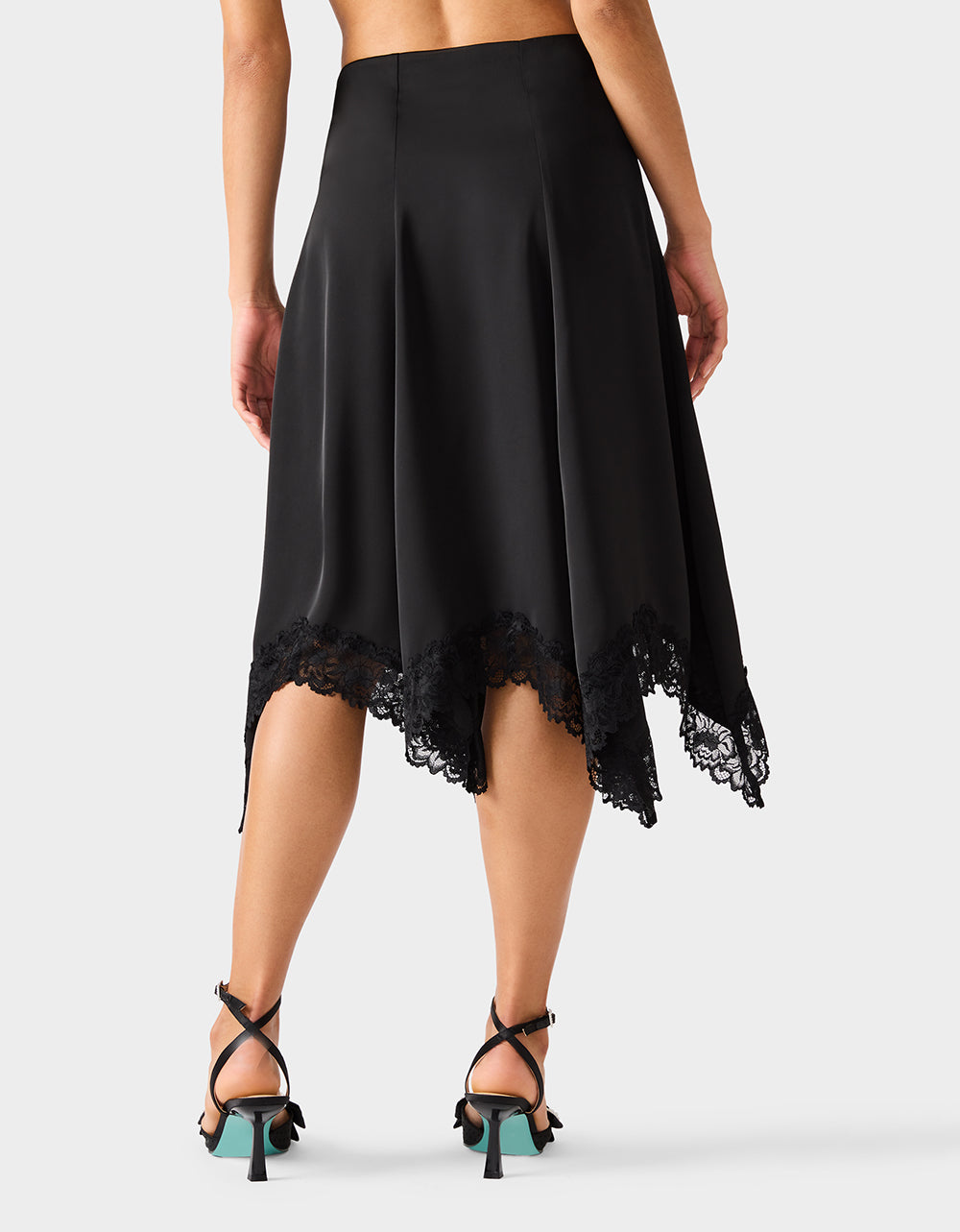 LACE SLIP MIDI SKIRT BLACK - Image 5