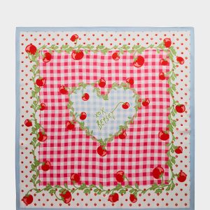 TOMATO GINGHAM SQUARE SCARF 35 x 35 RED BLUE