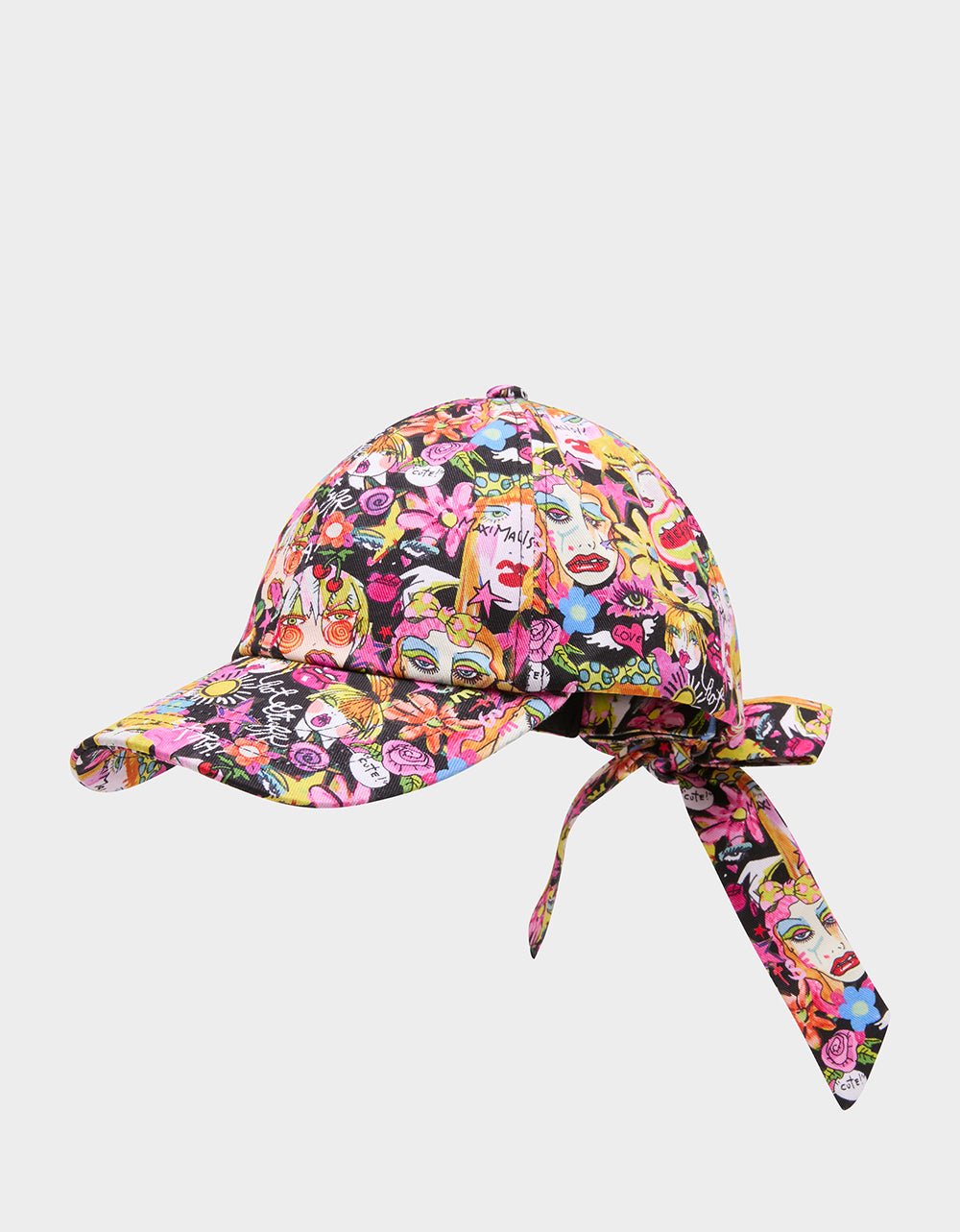 PRINTED BASEBALL HAT WITH BOW TIE BLACK MULTI - Image 4