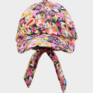 PRINTED BASEBALL HAT WITH BOW TIE BLACK MULTI