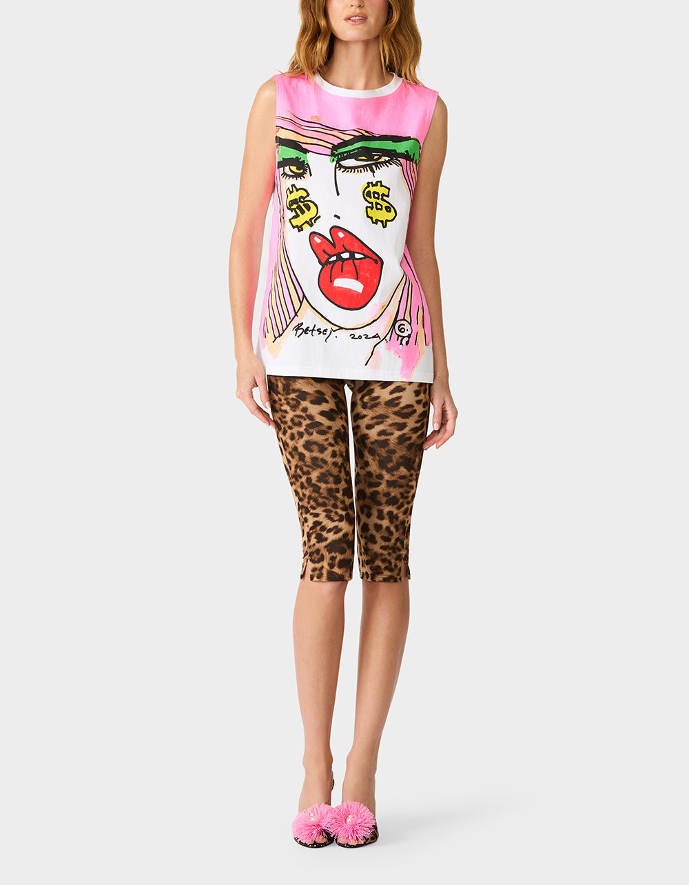 BETSEY FACE TANK GRAPHIC PINK