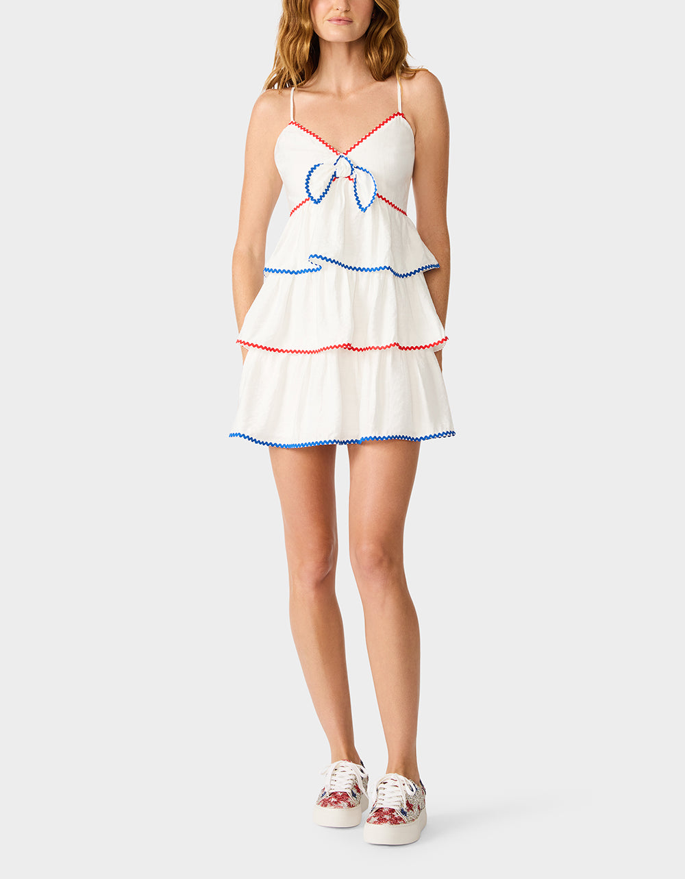 RED WHITE & TWIRL DRESS