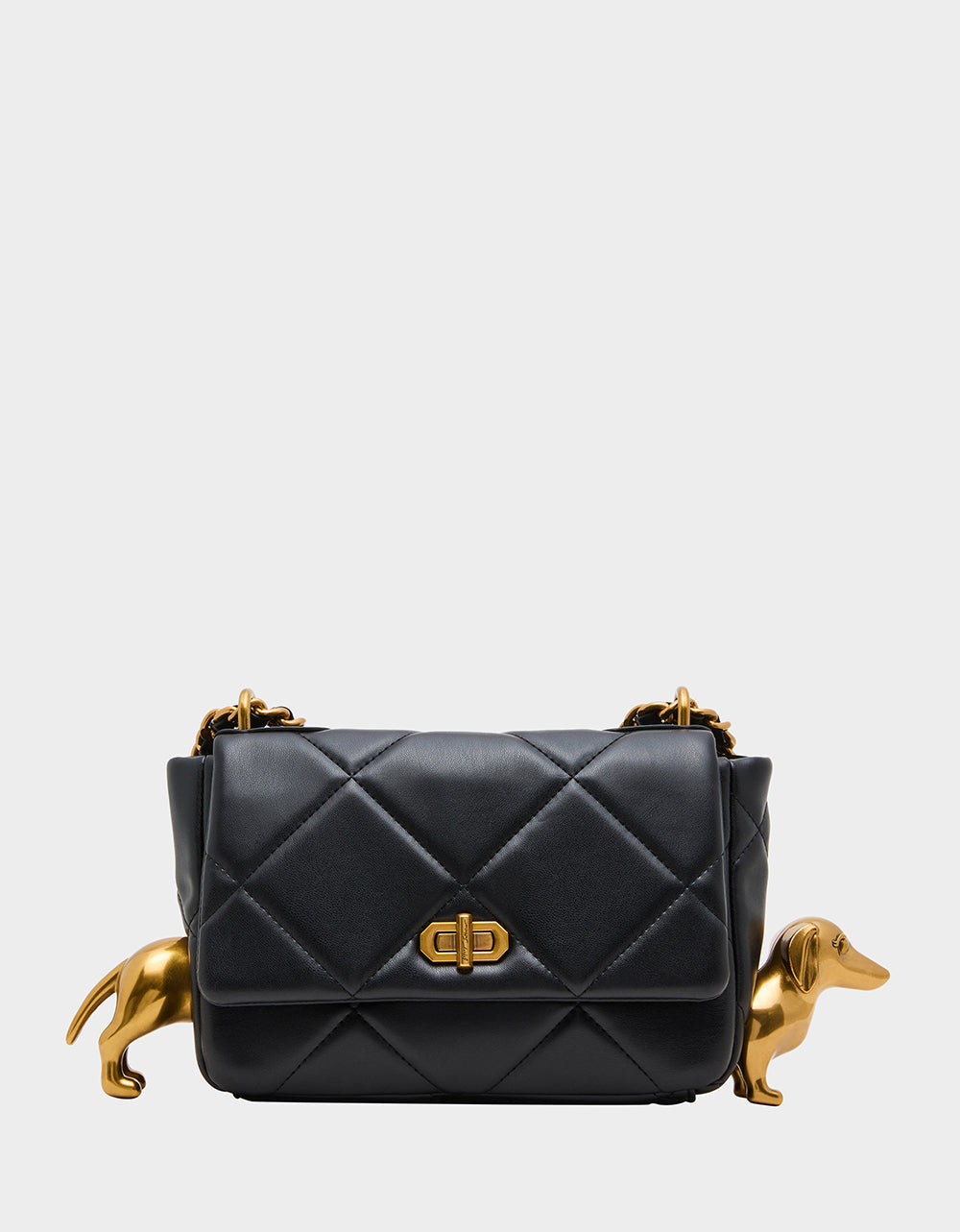 DACHSHUND METAL FLAP BAG BLACK
