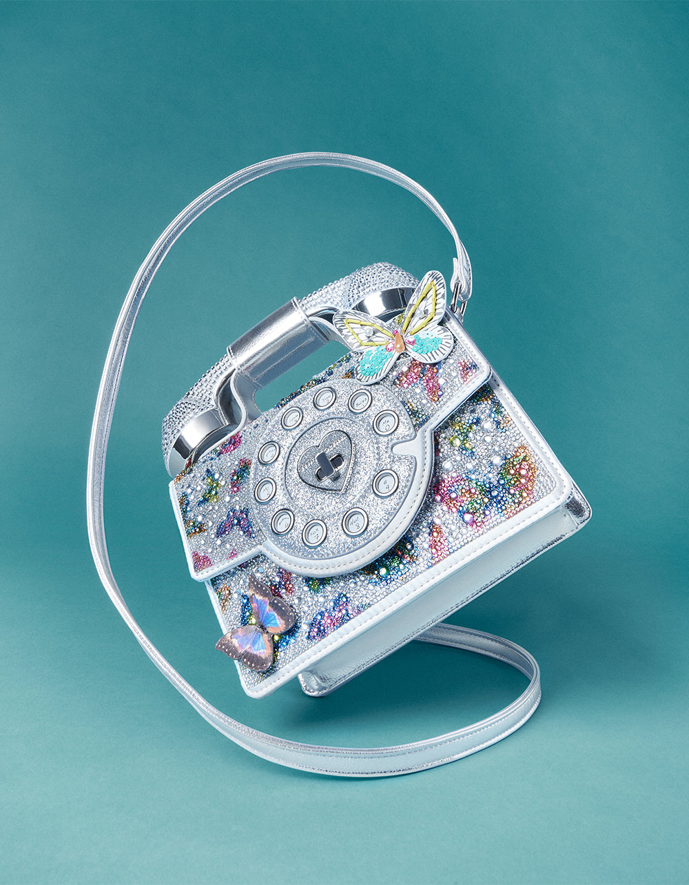 KITSCH BUTTERFLY PHONE BAG SILVER/MULTI - Image 6