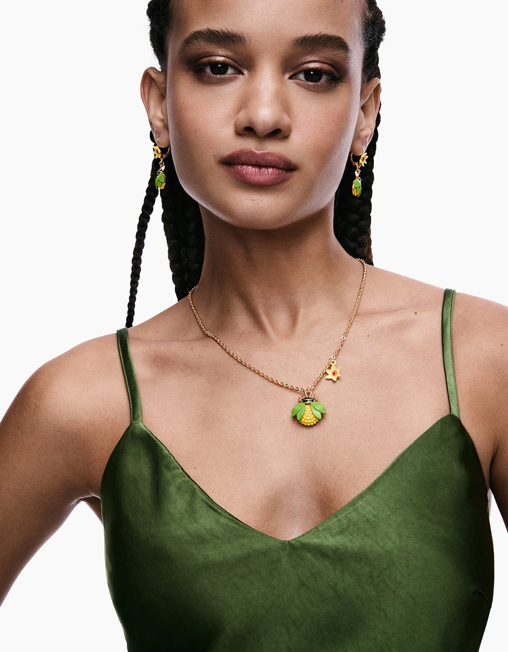 BEE FLOWER LEVER BACK EARRINGS YELLOW - Image 2